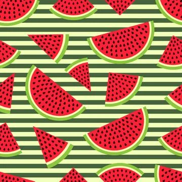 Watermelon seamless pattern in modern flat style for wrapping paper, wallpa.. Stock Illustration