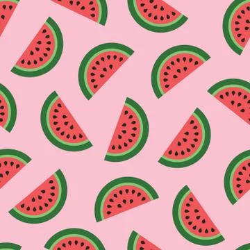 Watermelon Seamless Pattern on pink background Stock Illustration