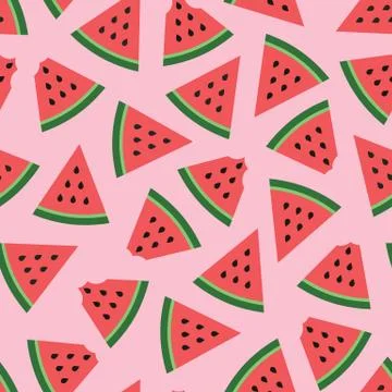 Watermelon seamless pattern on pink background. Vector image Illustrazione stock