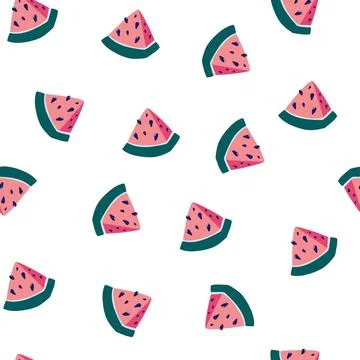Watermelon seamless pattern. Sweet summer fruit background. Perfect for texti Stock Illustration