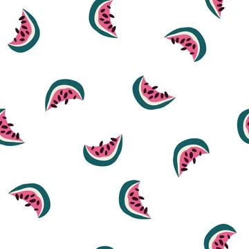 Watermelon seamless pattern. Sweet summer fruit background. Perfect for texti Stock Illustration