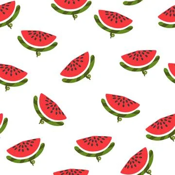 Watermelon seamless pattern, texture with fresh fruit slices for wallpaper. Stock Illustration