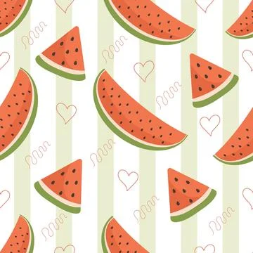 Watermelon seamless pattern. Trendy summer background. Stock Illustration
