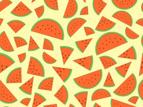 Watermelon seamless pattern. Triangular slices of watermelon. Sliced ??wate.. Stock Illustration