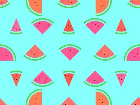 Watermelon seamless pattern. Triangular slices of watermelon. Sliced waterm.. Stock Illustration