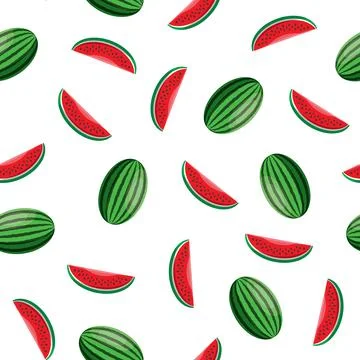 Watermelon seamless pattern. Vegan organic eco fruit background. vector ill.. Stock Illustration