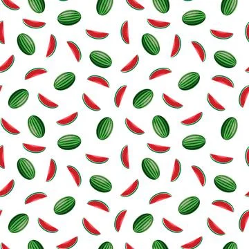 Watermelon seamless pattern. Vegan organic eco fruit background. vector ill.. Stock Illustration