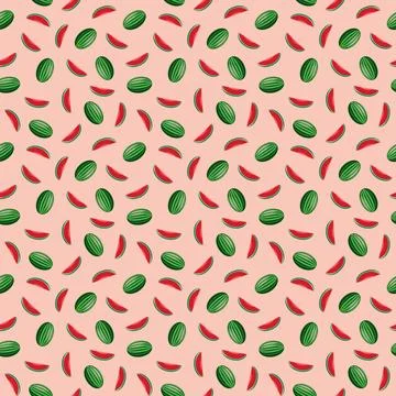 Watermelon seamless pattern. Vegan organic eco fruit background. vector ill.. Stock Illustration