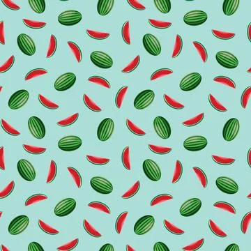 Watermelon seamless pattern. Vegan organic eco fruit background. vector ill.. Stock Illustration