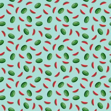 Watermelon seamless pattern. Vegan organic eco fruit background. vector ill.. Stock Illustration