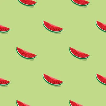 Watermelon seamless pattern. Vegan organic eco fruit background. vector ill.. Stock Illustration