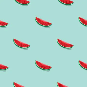 Watermelon seamless pattern. Vegan organic eco fruit background. vector ill.. Stock Illustration
