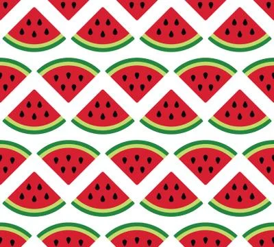 Watermelon seamless pattern on white background Stock Illustration