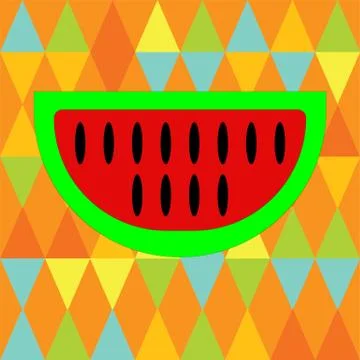 Watermelon on Seamless triangle geometric pattern vector. Concept of summer. Stockillustratie