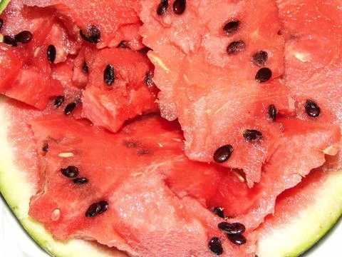 Watermelon with seeds - macro view Stock Photos