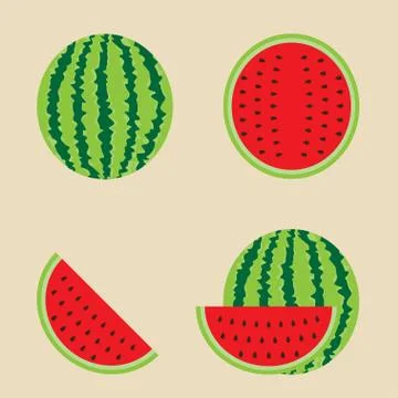 Watermelon set. Vector illustration.  Stock Illustration