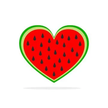 Watermelon in the shape of heart. Vector illustration. Stock Illustration