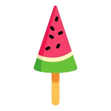 Watermelon shaped popsicle on a stick, offering a cool, sweet, and refreshing Stock Illustration