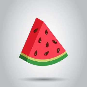 Watermelon sign vector icon. Realistic 3d ripe fruit illustration. Business c Stock Illustration