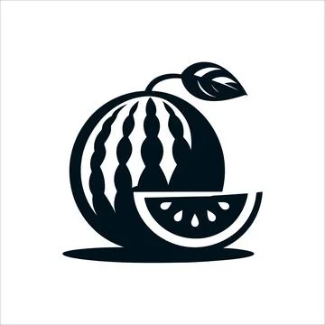 Watermelon Silhouette Artwork in Vector Style on White Background Stock Illustration