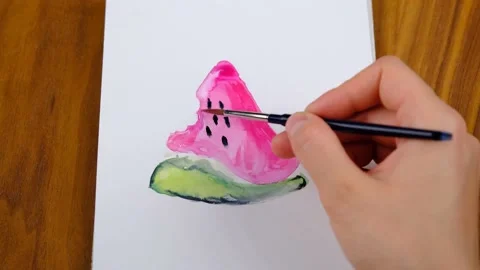 Watermelon slice arts drawing Stock-Footage 236281114