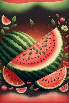 Watermelon slice background with seed and skin texture Stock Illustration