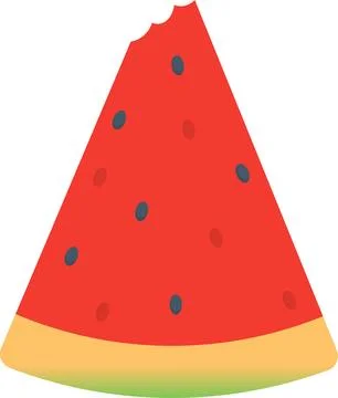 Watermelon Slice with Bite Mark Flat Illustration. Clean Icon Design Elemen.. Illustrazione stock
