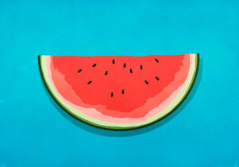 Watermelon slice on blue background Stock Illustration