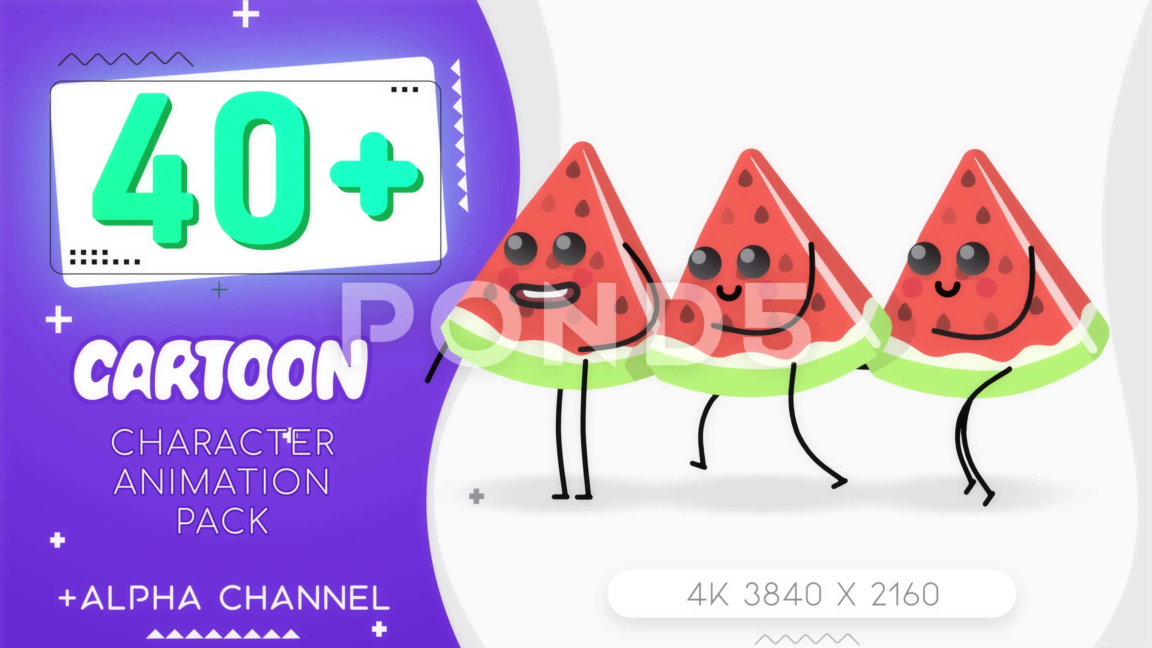 Watermelon slice cartoon character portr... | Stock Video | Pond5