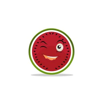 Watermelon slice character with funny face Stock Illustration