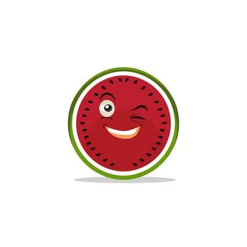 Watermelon slice character with funny face Stock Illustration