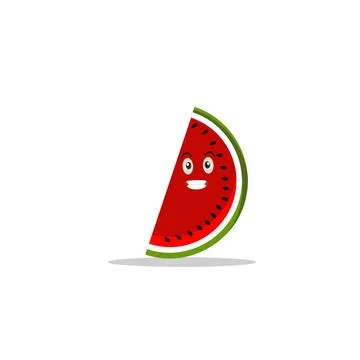 Watermelon slice character with funny face Stock Illustration