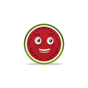 Watermelon slice character with funny face Stock Illustration