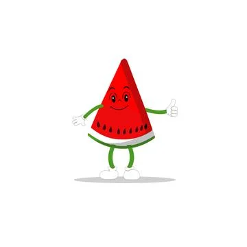 Watermelon slice character with funny face Stock Illustration