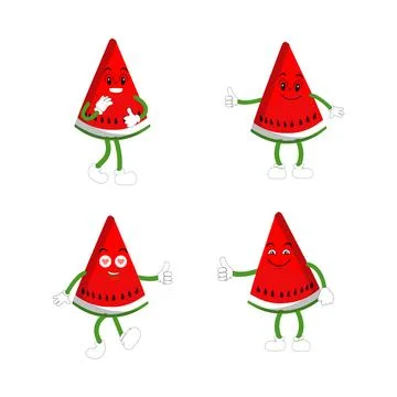 Watermelon slice character with funny face Stock Illustration