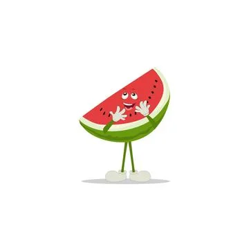 Watermelon slice character with funny face Stock Illustration