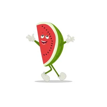 Watermelon slice character with funny face Stock Illustration
