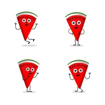 Watermelon slice character with funny face Stock Illustration