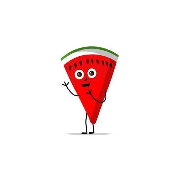 Watermelon slice character with funny face Stock Illustration