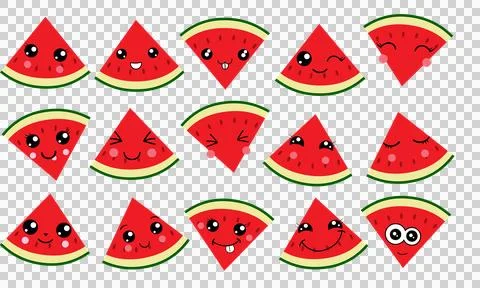 Watermelon slice cute face Stock Illustration