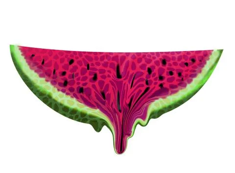 Watermelon slice with dripping paint Stock Illustration