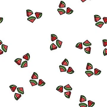 Watermelon slice food cut vector seamless pattern Stock Illustration