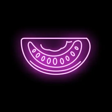 Watermelon slice glowing neon light icon minimal design Stock Illustration