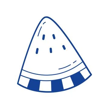 Watermelon slice icon in blue outline style isolated on white background Stock-Illustration
