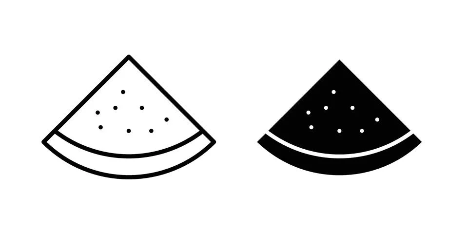 Watermelon slice icon linear versions pack on white background Stock Illustration