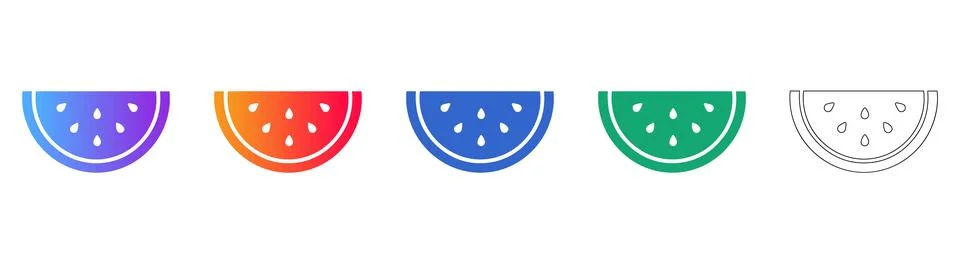 Watermelon Slice Icon Set Stock Illustration