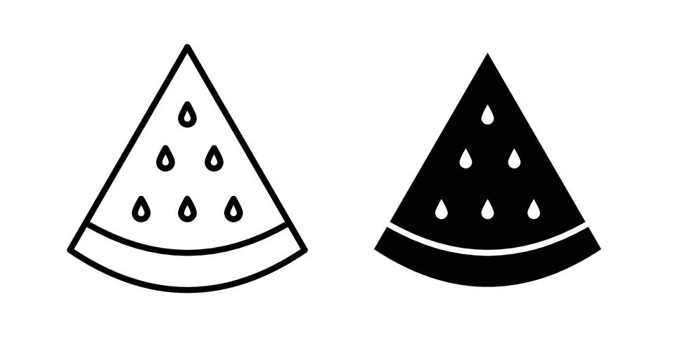 Watermelon slice icon set modern line and solid style collection. Stock Illustration