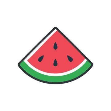 Watermelon slice icon. Simple, flat-style icon of a watermelon slice. Perfe.. Stock Illustration