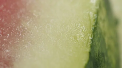Watermelon slice interior surface macro close up presentation slowly rotati.. Stock Footage 344704556