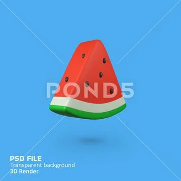 Watermelon slice isolated 3d render icon illustration PSD Template